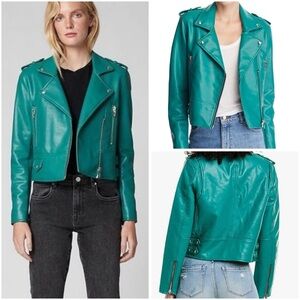 Blank NYC coastal green vegan moto jacket
